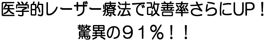 医学的レーザー療法で改善率さらにUP!驚異の91%!!